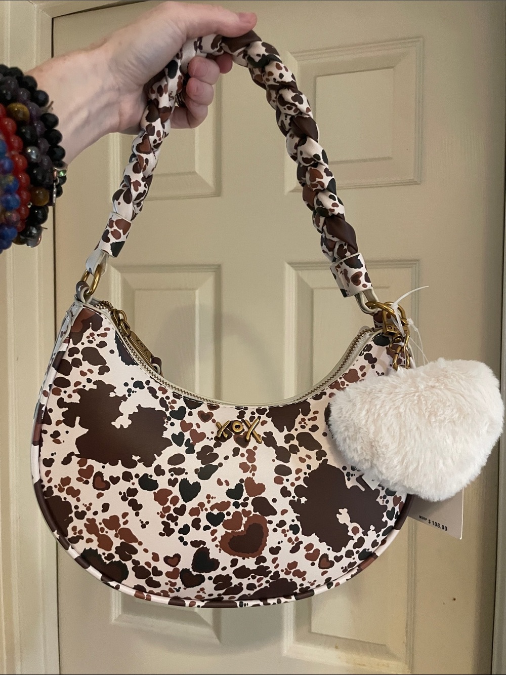 Betsey Johnson XoX Western Hobo Bag with faux heart bag charm